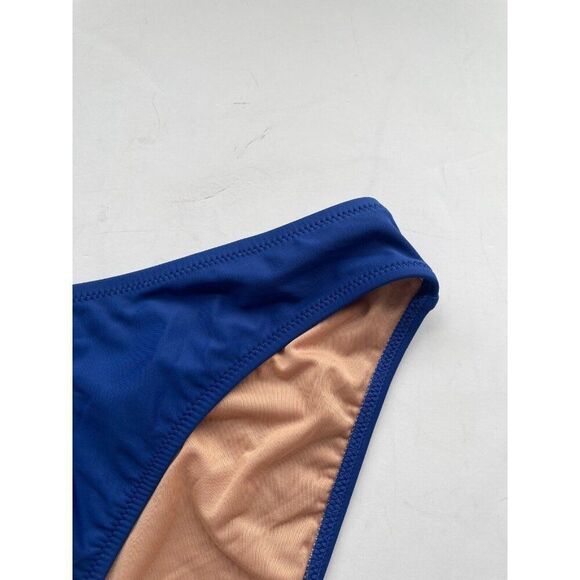 J.Crew Bikini Bottom Womens Large Blue Stretch 90s High Leg Swimwear Resortwear - Picture 3 of 8